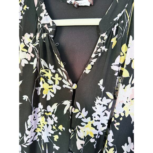Calvin Klein Ruffle Flounce Midi Dress Black Belted 1X Fall Floral Event Boho - Picture 10 of 10